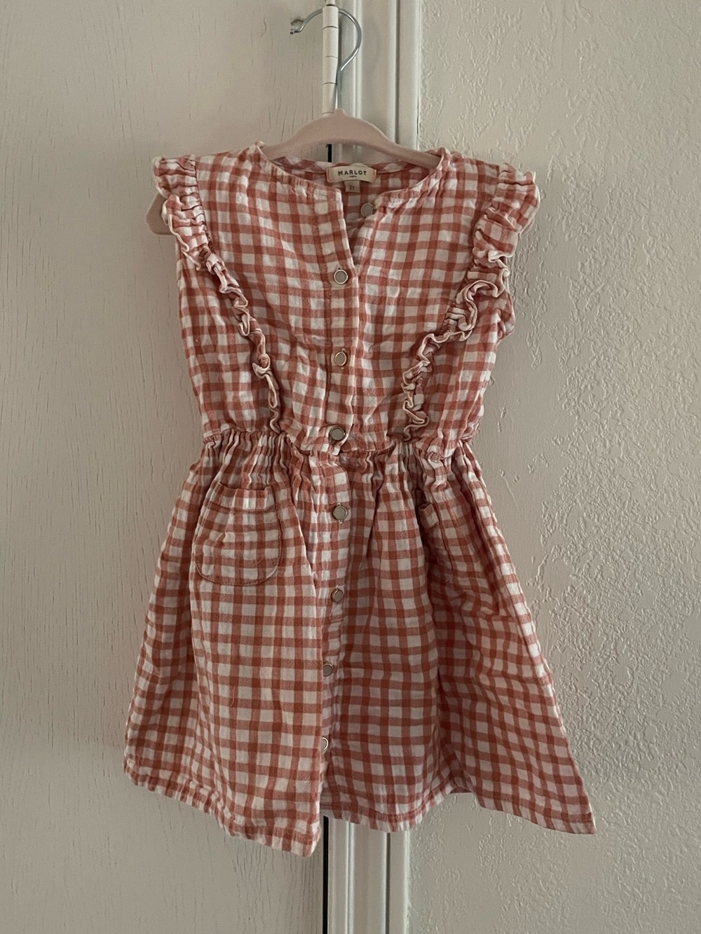 Marlot Paris 2T toddler Ruffle Gingham dress, 100% cotton